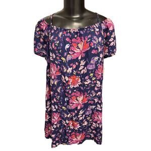 2X Grayson Threads Floral Multi-Color Off Shoulder Adjustable Strap Womens Top